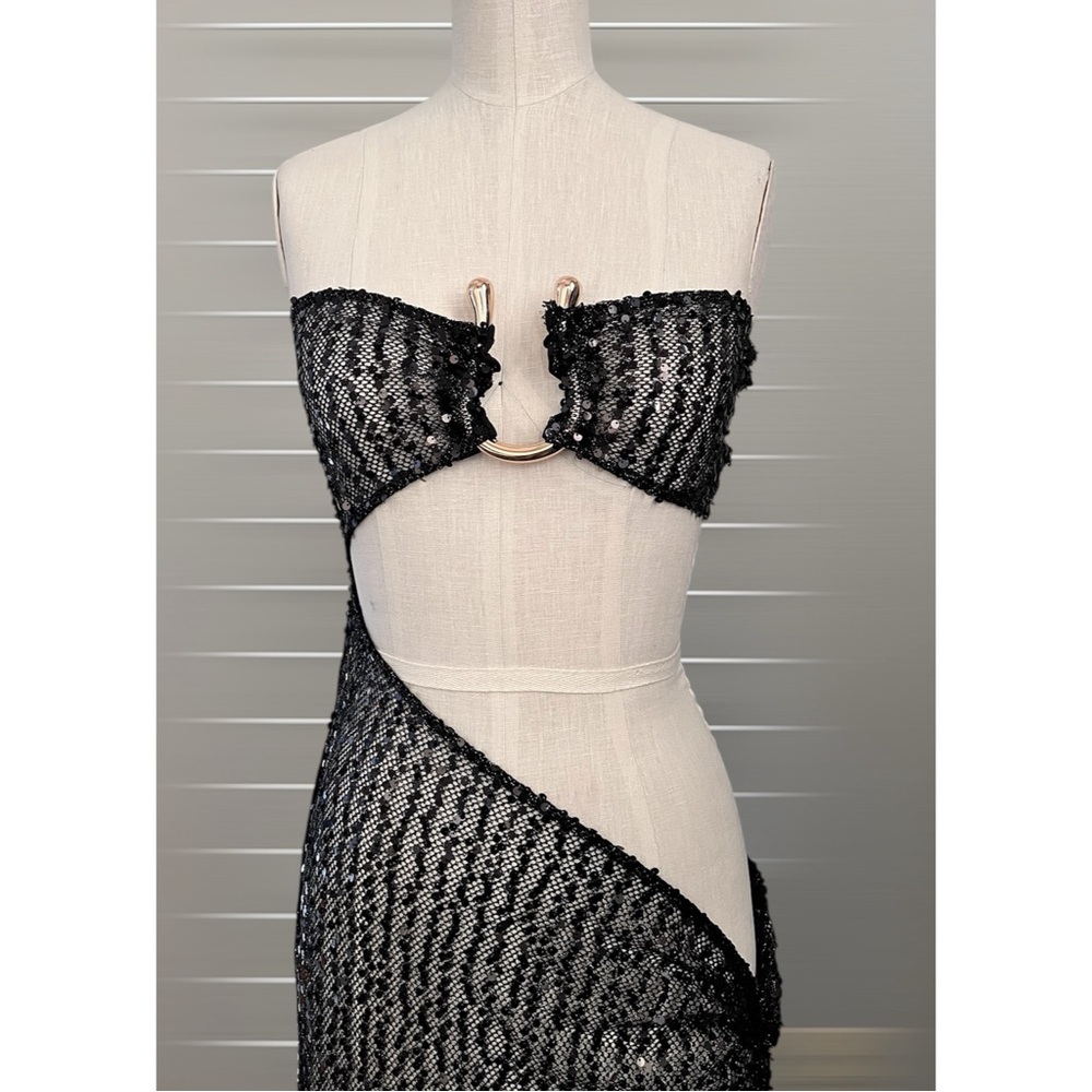 PrettyLittleThing Sheer Halter Cut Out Maxi Dress
